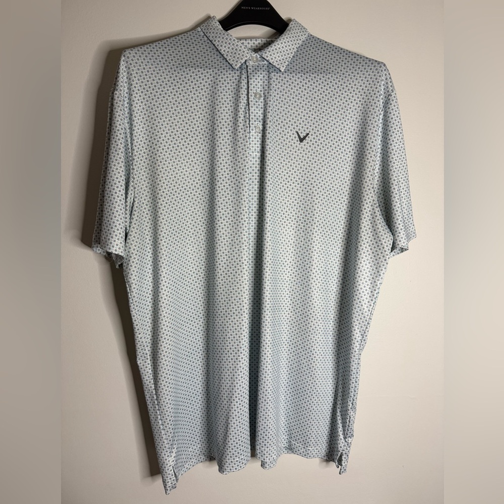 Callaway Light Blue Patterned Polo Shirt